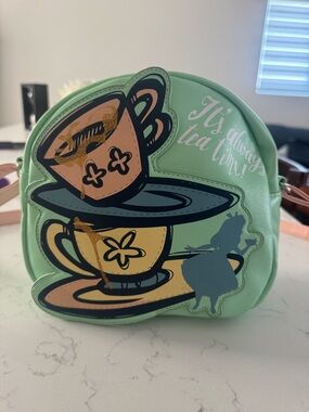 Mint Green Tea Time Graphic Crossbody Bag